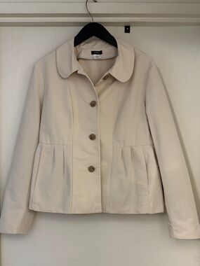 J. Crew Beige Light Tan Short Trench Coat Jacket- Size Large